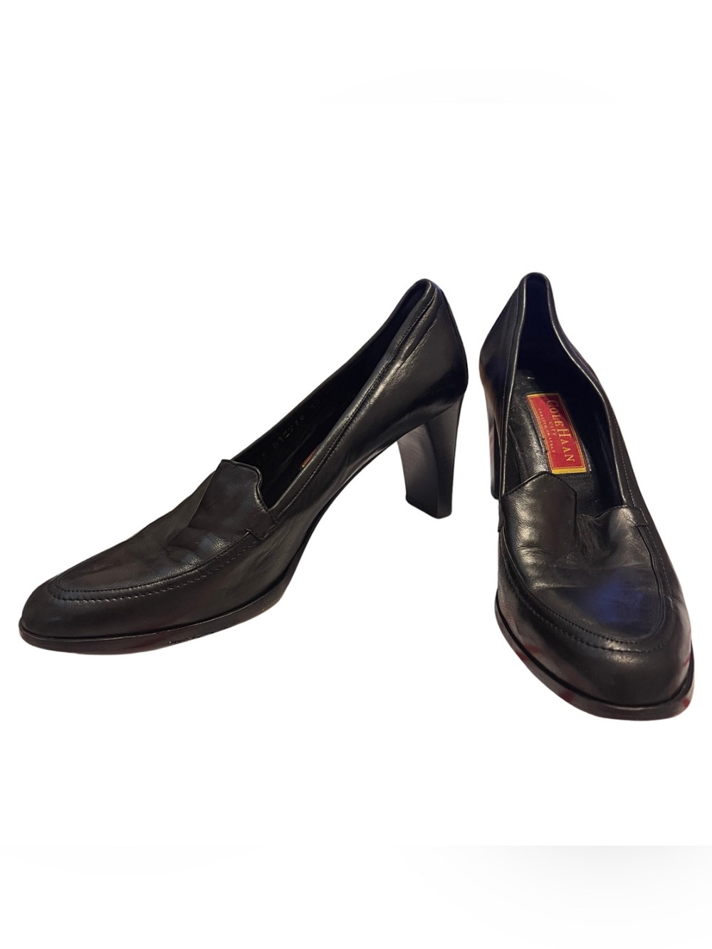Cole Haan Women’s Black Leather Block Heel Loafer Pumps - Picture 4 of 7